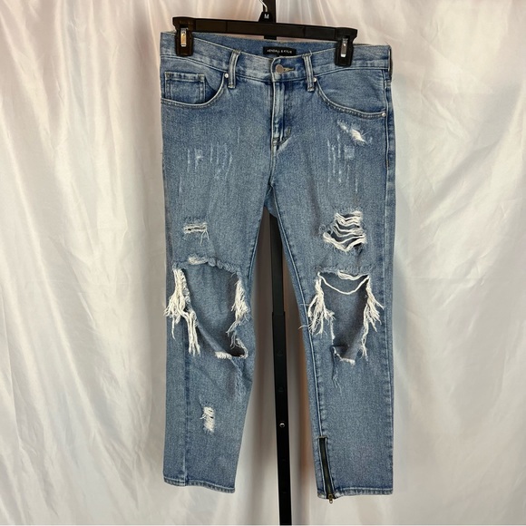 Kendall & Kylie Heavily Distressed Light Wash Zip Ankle Jeans, size 24 - Picture 1 of 6